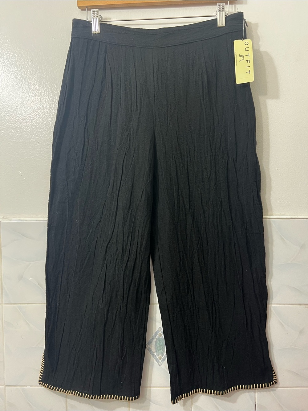 Outfit JPR 100% Cotton Wide Leg Cropped Textured Pants Size M Minimalist Coastal